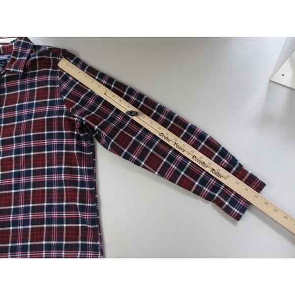 LL Bean Womens Scotch Plaid Flannel Shirt Size 16 Red Relaxed Fit Top 488594 - Picture 9 of 15